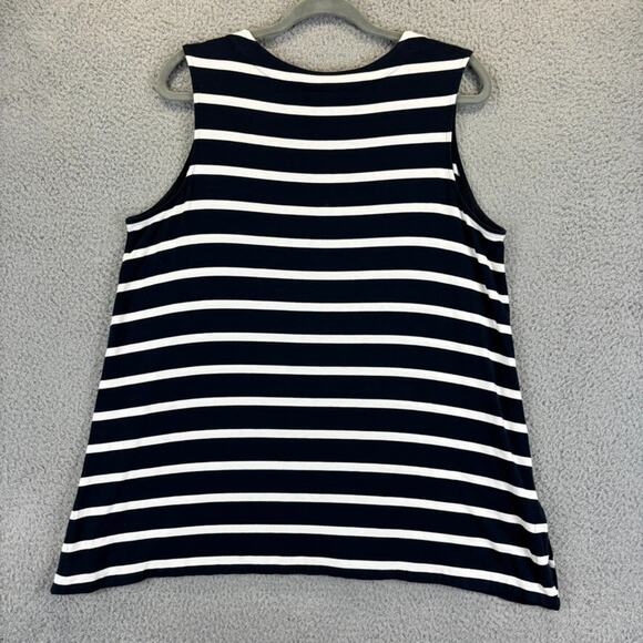 J Jill Tunic XLP Blue Beachy Nautical Striped Layering Tank Flowy Stretch Casual - Picture 8 of 9
